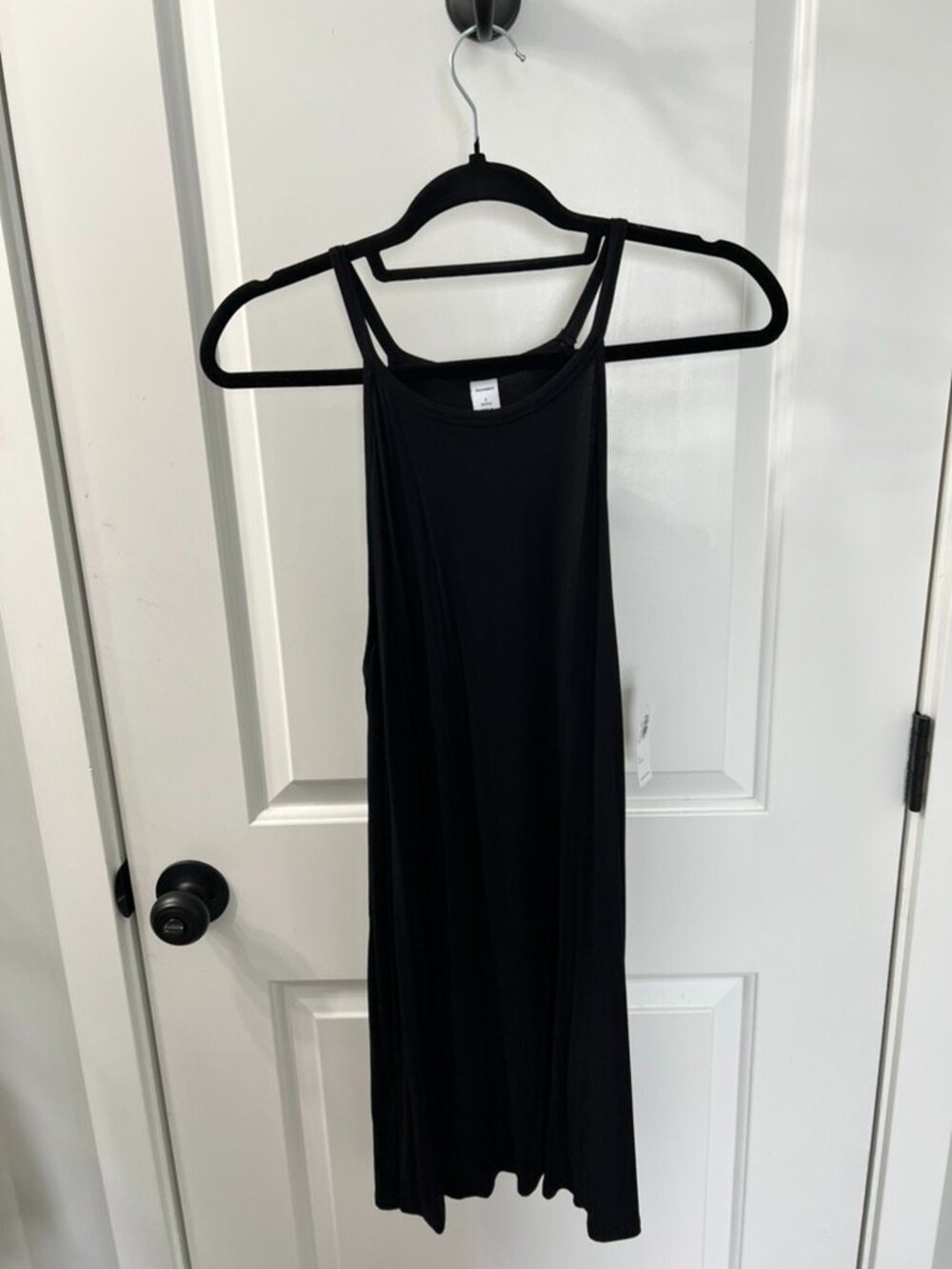 Old Navy Black Swing Dress Petite Small Spaghetti Strap Knit Casual Dress